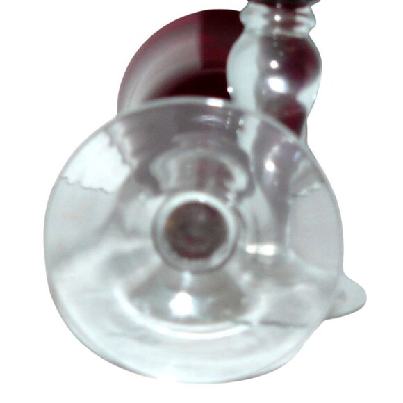 Vintage 2 Retired Ruby Red Water Wine Goblets with Clear Stems 6" Tall - Picture 2 of 2